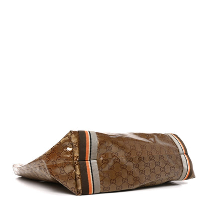 Gucci Crystal Monogram Medium Web Handle Vertical Tote Bronze 4 of 10