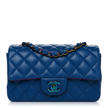 Chanel Lambskin Quilted Mini Rectangular Flap Blue Purple 1 of 10