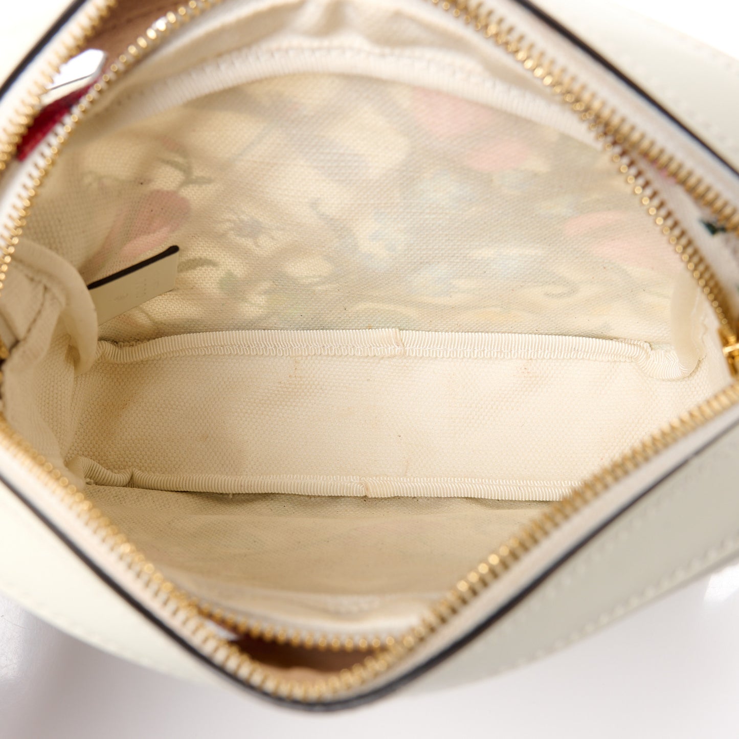 Canvas Calfskin Flora Infinity Cutout Shoulder Bag White Multicolor