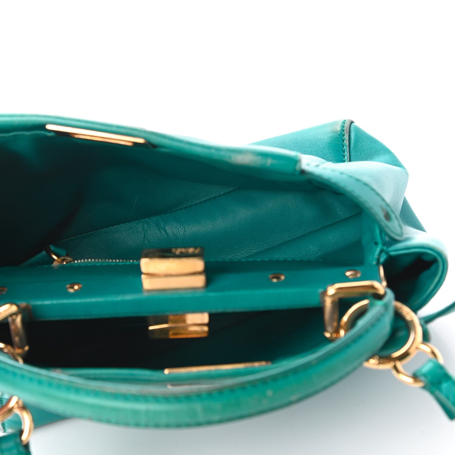 Fendi Nappa Mini Peekaboo Iconic Satchel Lago 5 of 12
