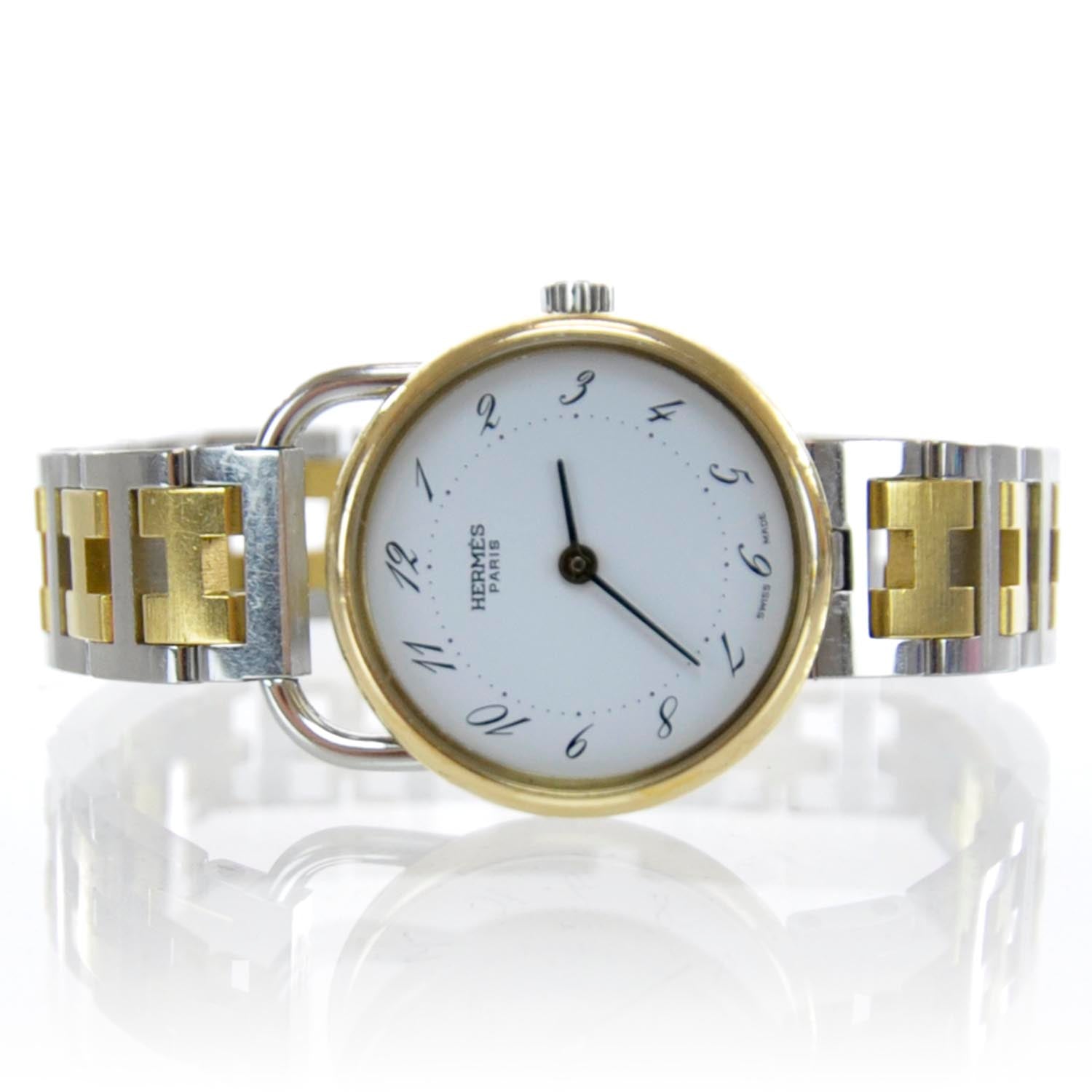 Hermes Stainless Steel 25mm Arceau Clipper Quartz Watch Gold 1 of 6