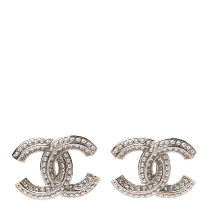 Chanel Crystal Pearl Chain Mania CC Earrings Gold 1 of 5