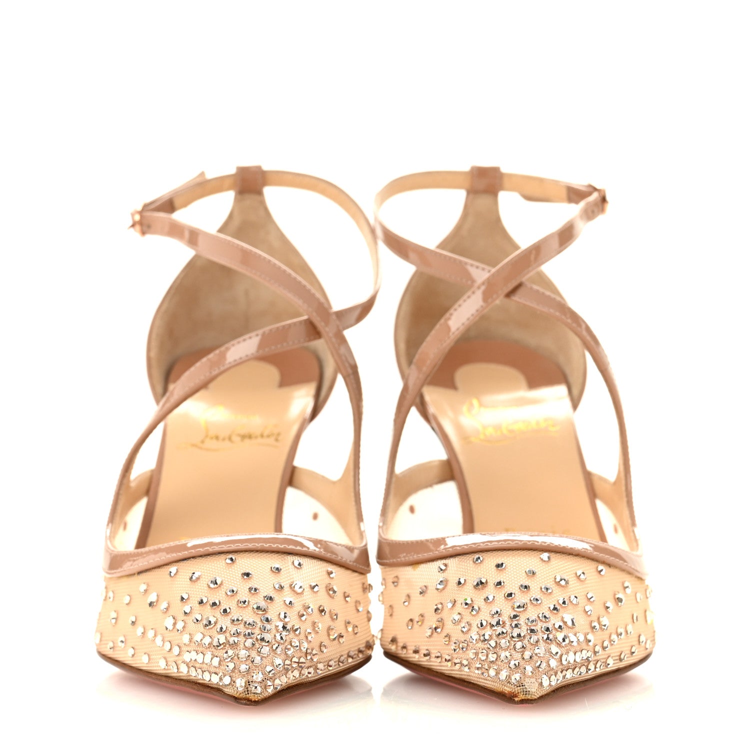 Christian Louboutin Rete Dentelle Patent Strass Twistissima 85 Pumps 36.5 Light Silk 3 of 10