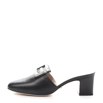 Gucci Malaga Kid Crystal Square G Madelyn Mules 39.5 Black 1 of 8