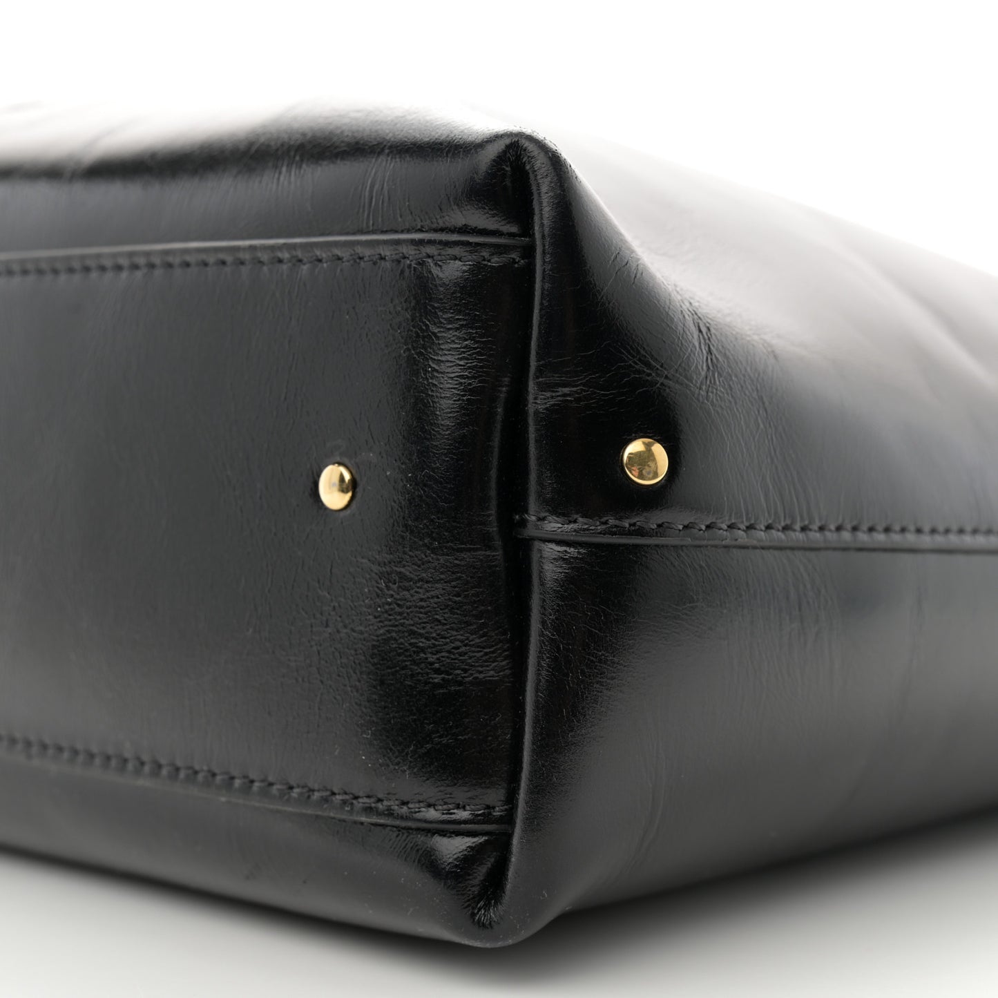 Shiny Calfskin Small Marcie Hobo Bag Black