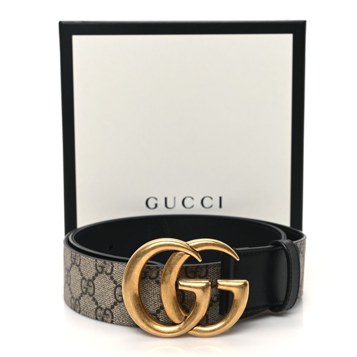 GG Supreme Monogram Matte Plutone Calfskin Double G 40mm Belt 85 34 Beige Ebony Black