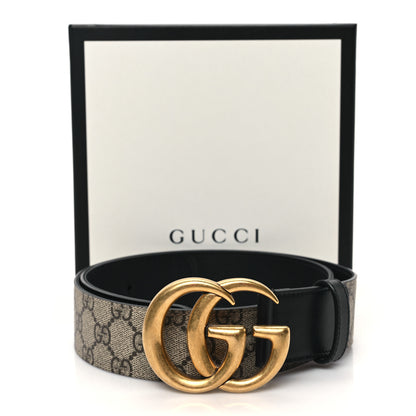 Gucci GG Supreme Monogram Matte Plutone Calfskin Double G 40mm Belt 85 34 Beige Ebony Black 5 of 5