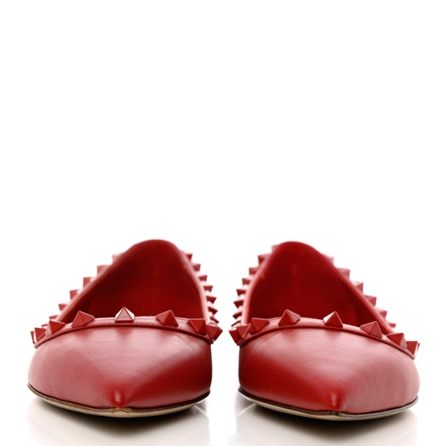 Valentino Garavani Calfskin Lacquered Monochrome Rockstud Ballerina Flats 37 Rosso Valentino 2 of 12