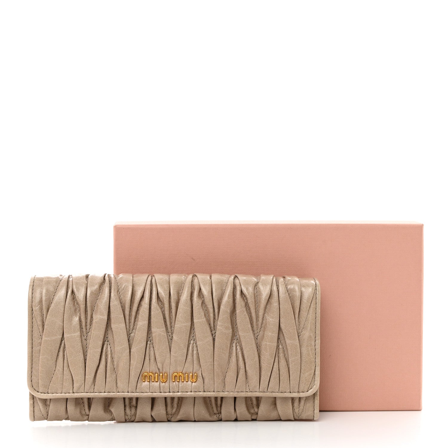 Miu Miu Nappa Matelasse Flap Wallet Pomice 8 of 8
