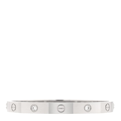 Cartier 18K White Gold 4 Diamond LOVE Bracelet 17 2 of 7