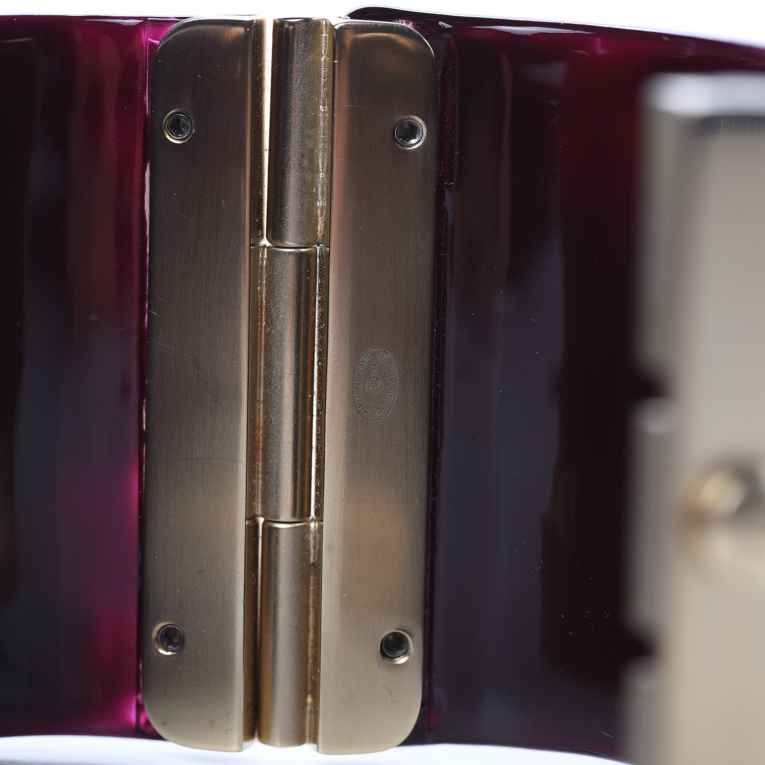 Chanel Resin Enamel Crystal CC Cabochon Cuff Burgundy 4 of 5