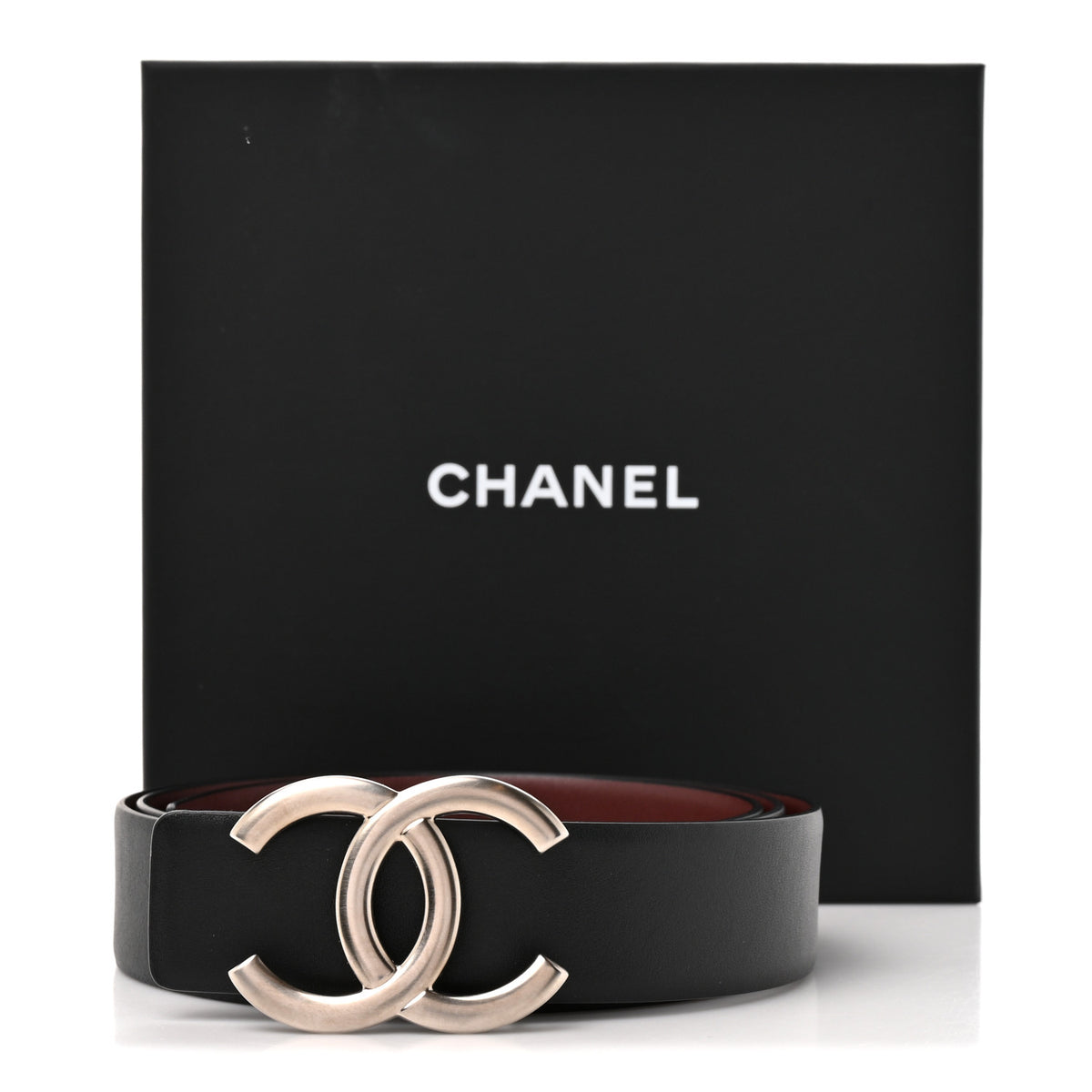 Chanel Calfskin CC Reversible Belt 90 36 Black Burgundy 8 of 8