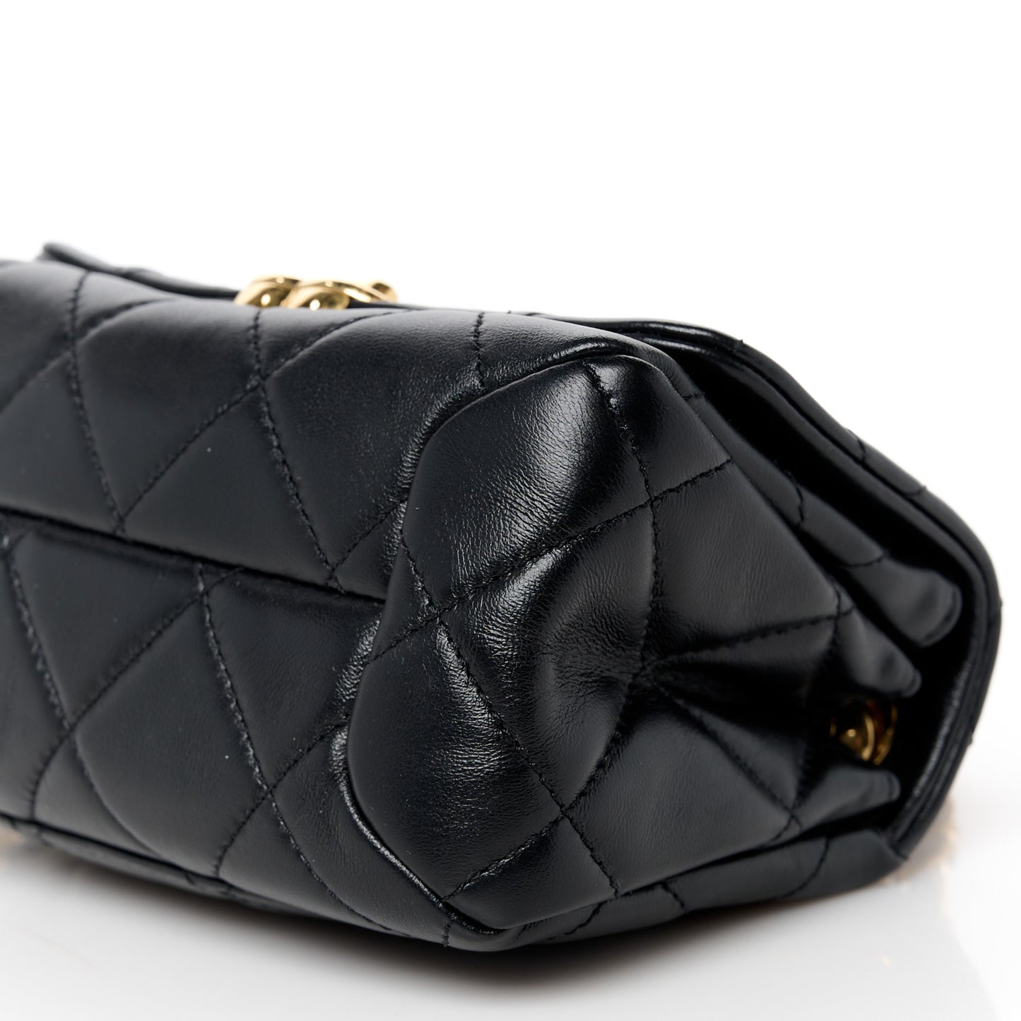 Lambskin Quilted Mini Color Match Flap Black