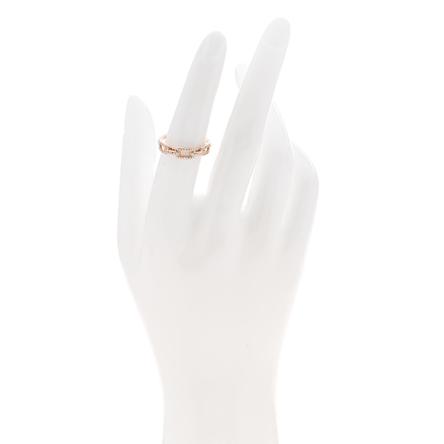 David Yurman 18K Rose Gold Diamond 4.5mm Stax Single Row Chain Link Ring 52 6 2 of 4