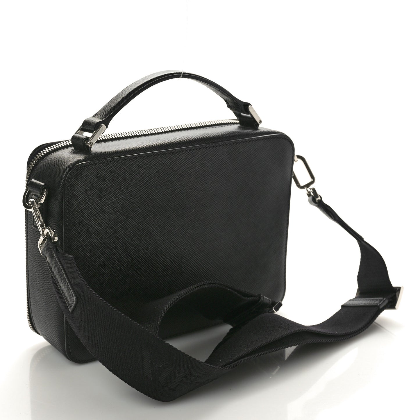 Saffiano Travel Medium Brique Crossbody Bag Black