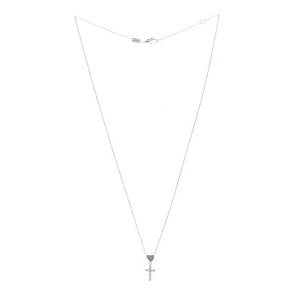 Gucci 18K White Gold Diamond Heart Cross Pendant Necklace 4 of 6
