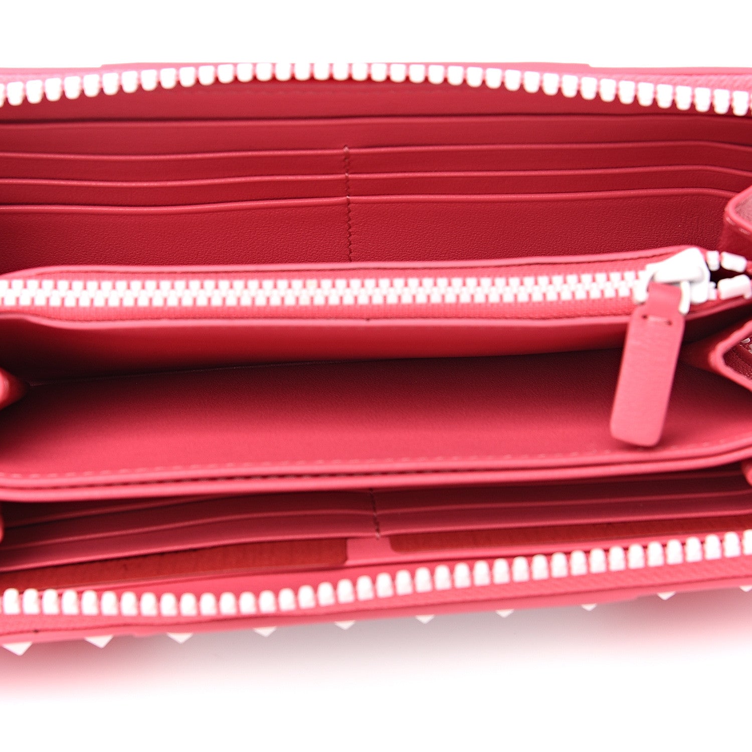 Valentino Garavani Vitello Colorblock Free Rockstud Zip Around Wallet Shadow Pink White 4 of 8