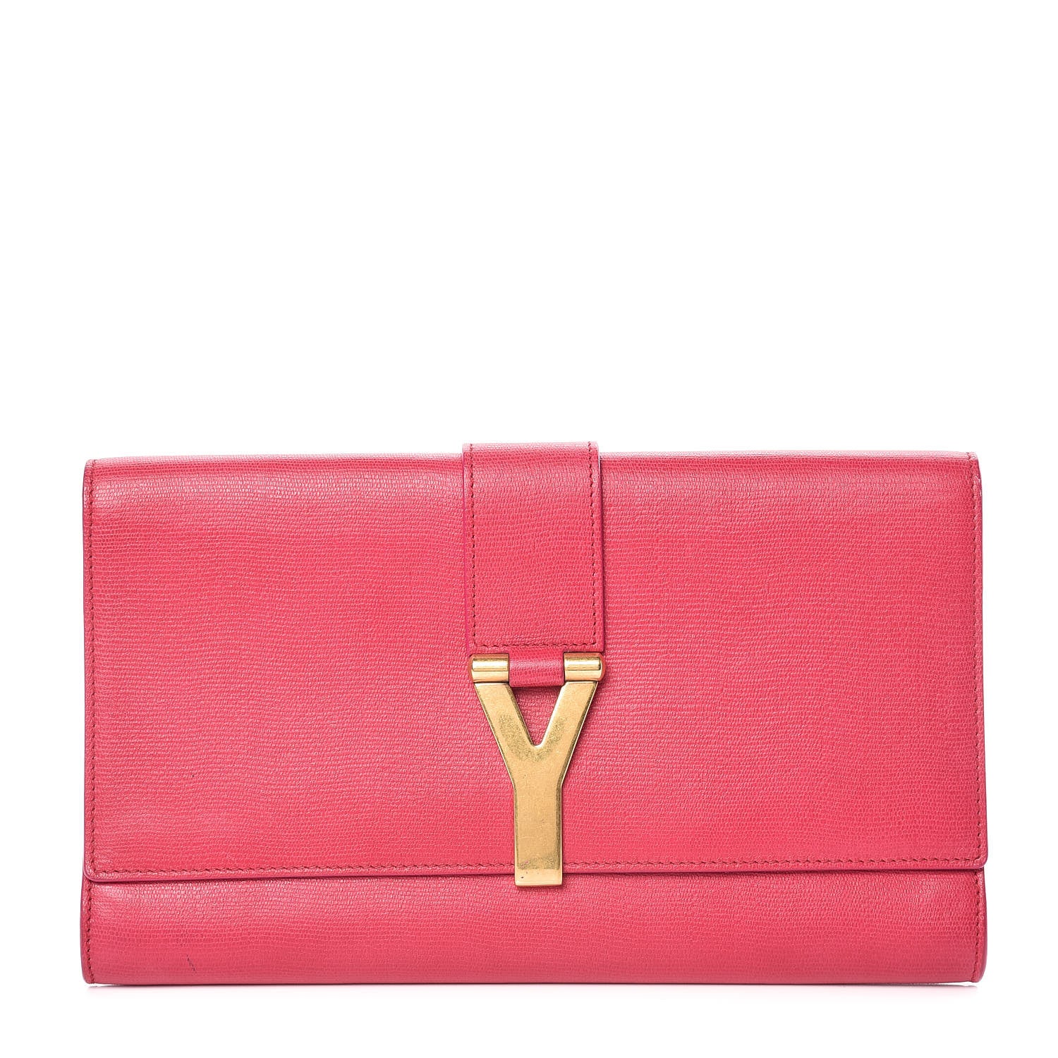 Saint Laurent Textured Calfskin Y Ligne Clutch Fuchsia 1 of 15