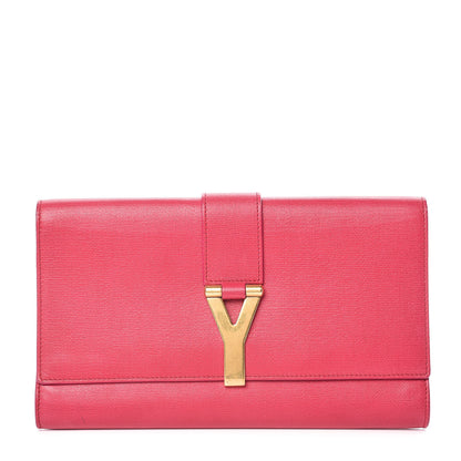 Saint Laurent Textured Calfskin Y Ligne Clutch Fuchsia 1 of 15