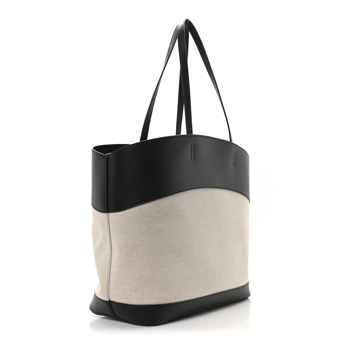 Canvas Calfskin Medium Charming Tote Natural Black