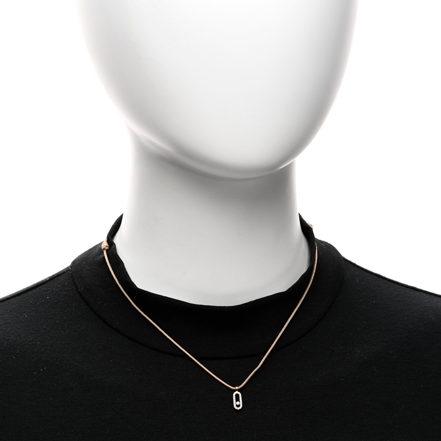 18K Yellow Gold Diamond Cord Cares Pave Necklace Beige