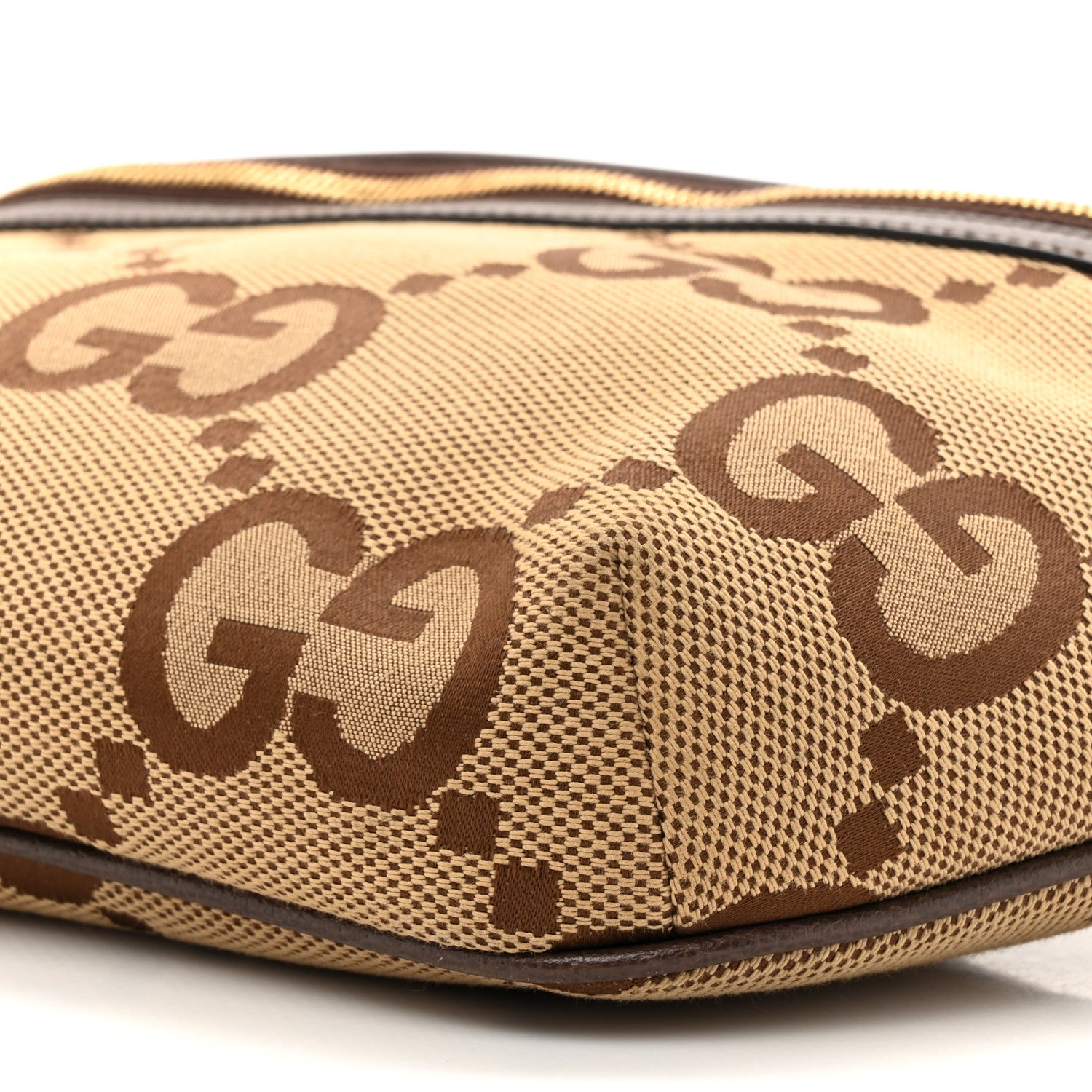 Gucci Monogram Jumbo GG Textured Dollar Calfskin Web Belt Bag