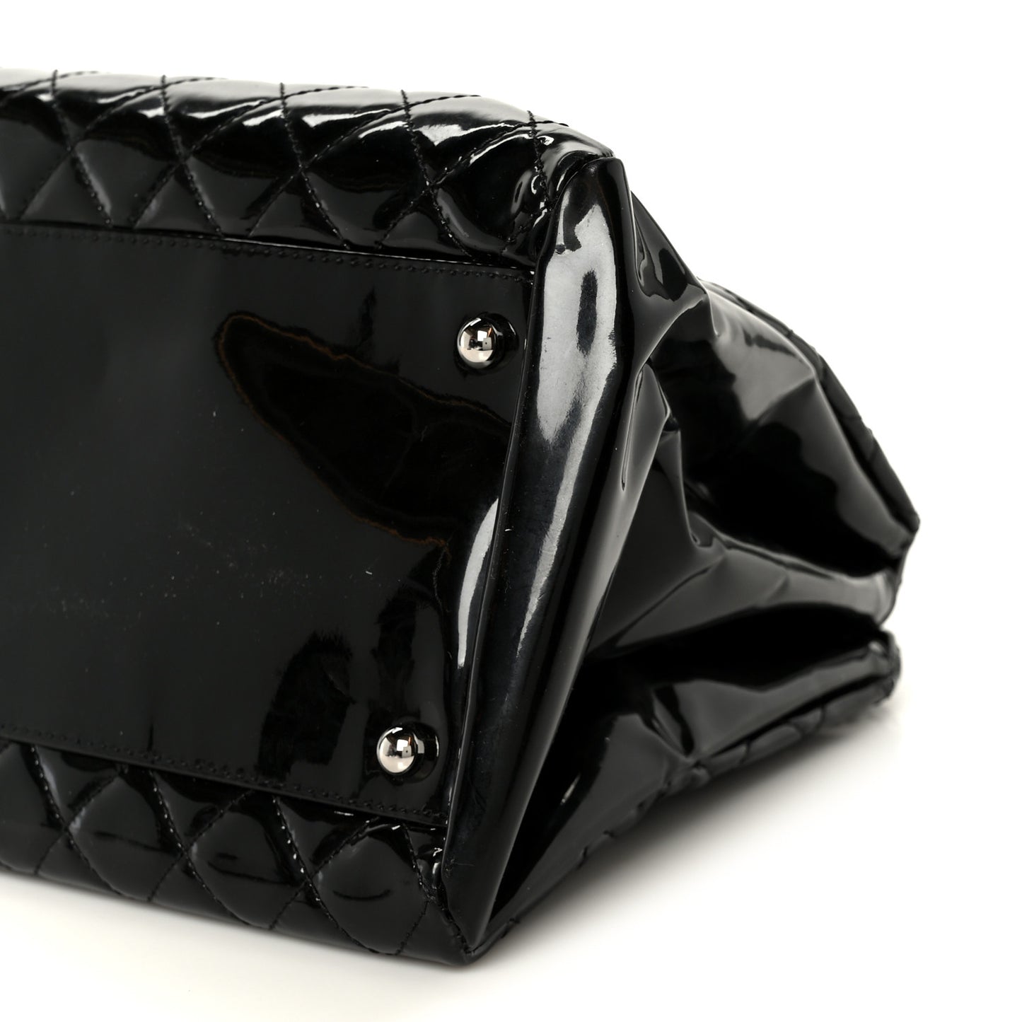 Patent Quilted Large Just Mademoiselle Bowling Bag Black
