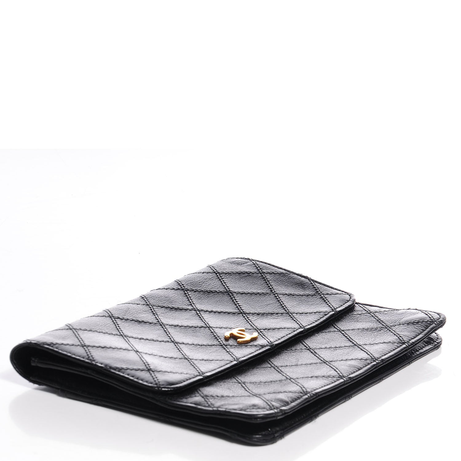 Chanel Leather Diamond Stitch Compact Wallet Black 3 of 8