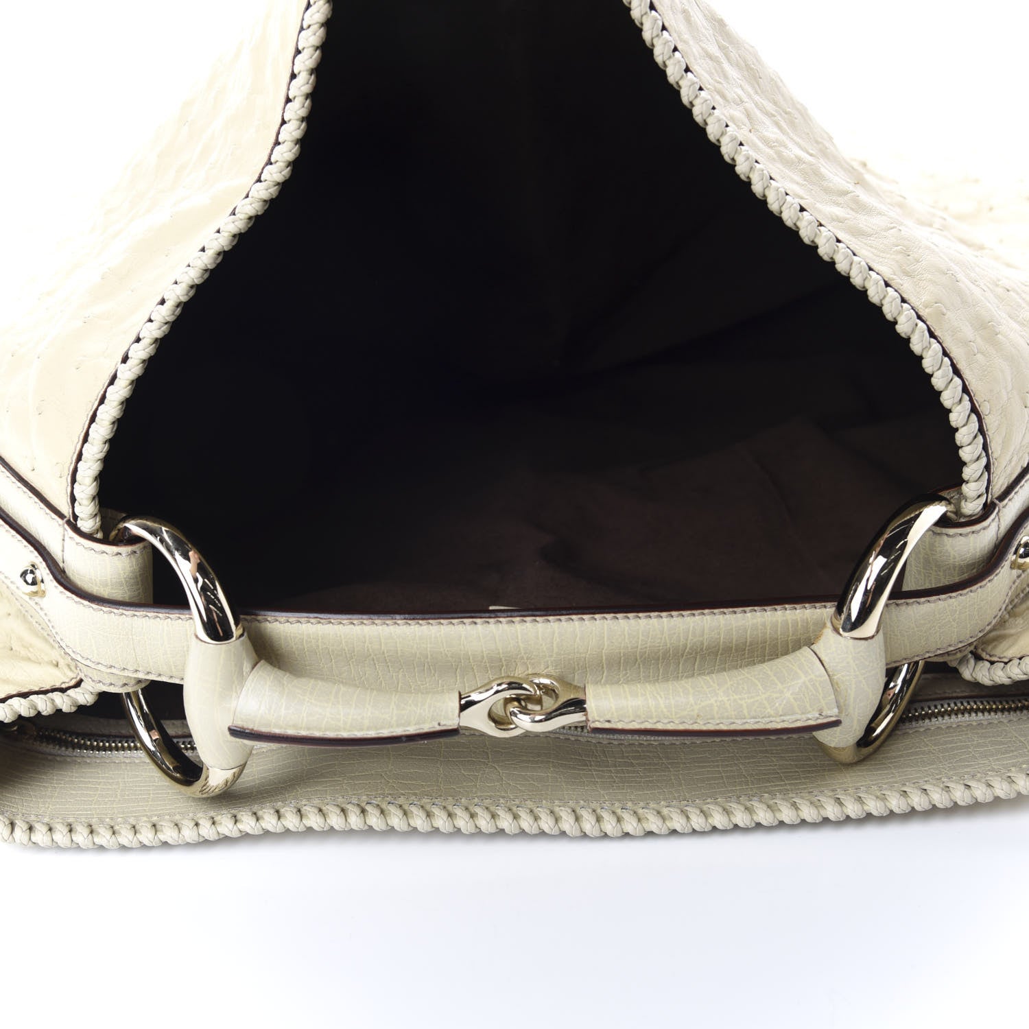 Gucci Ostrich Large Horsebit Chain Ivory 5 of 11