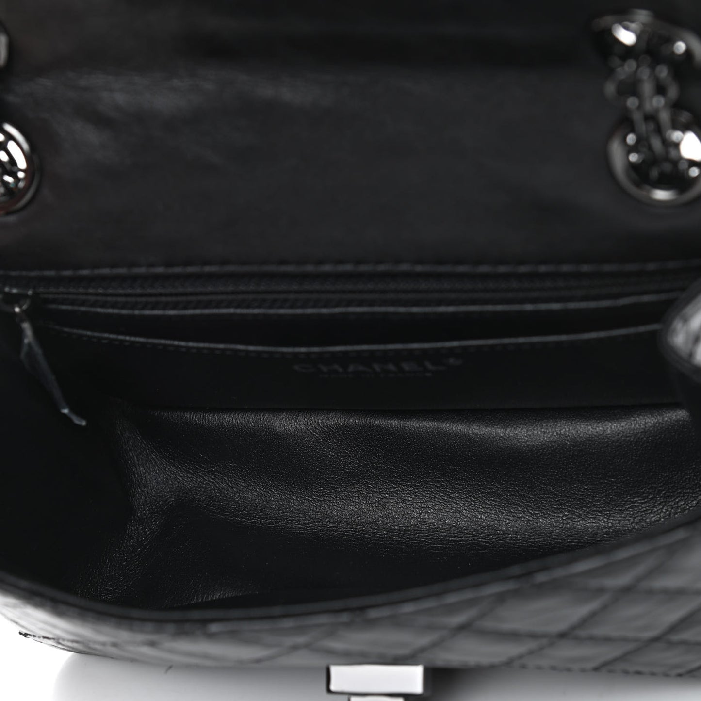 Aged Calfskin Quilted 2.55 Reissue Mini Flap So Black