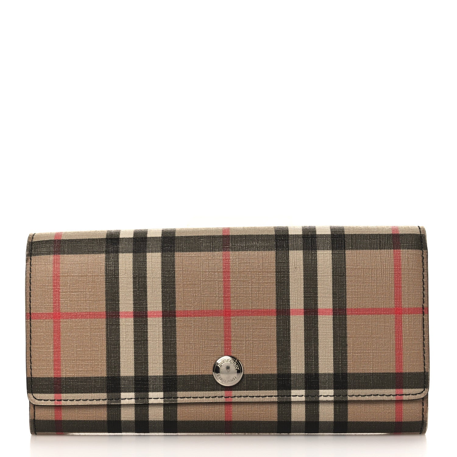 Burberry E-Canvas Vintage Check Continental Wallet Archive Beige 1 of 6