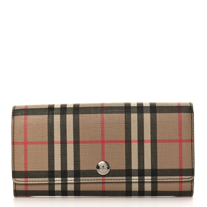 Burberry E-Canvas Vintage Check Continental Wallet Archive Beige 1 of 6