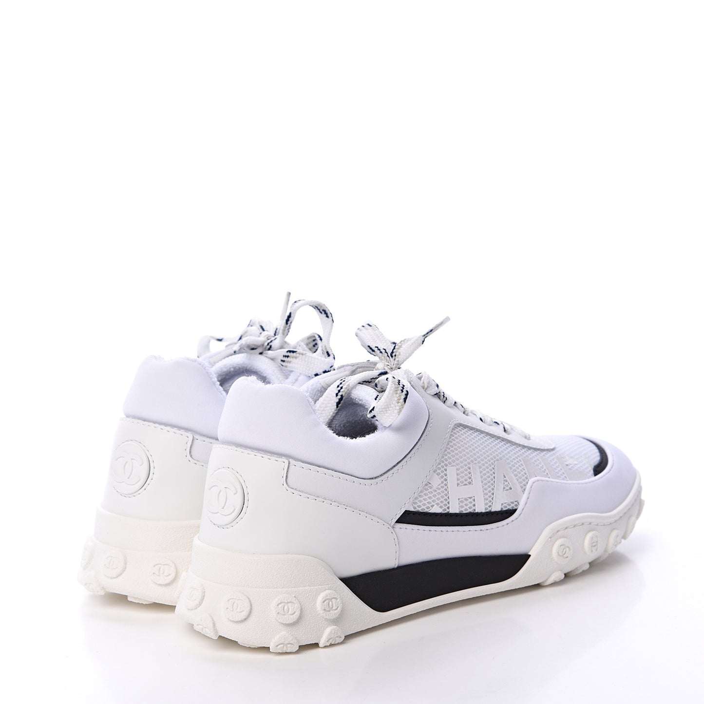 Calfskin Mesh Lycra Womens Logo Sneakers 36.5 White