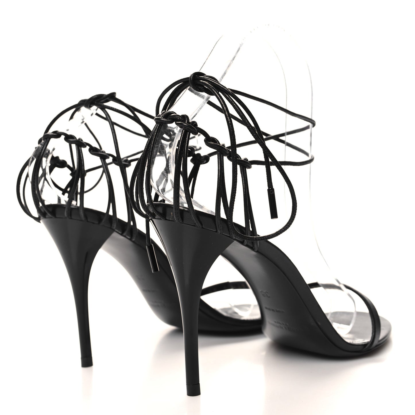 Calfskin Lexi 90 Ankle Strap Sandals 38 Black