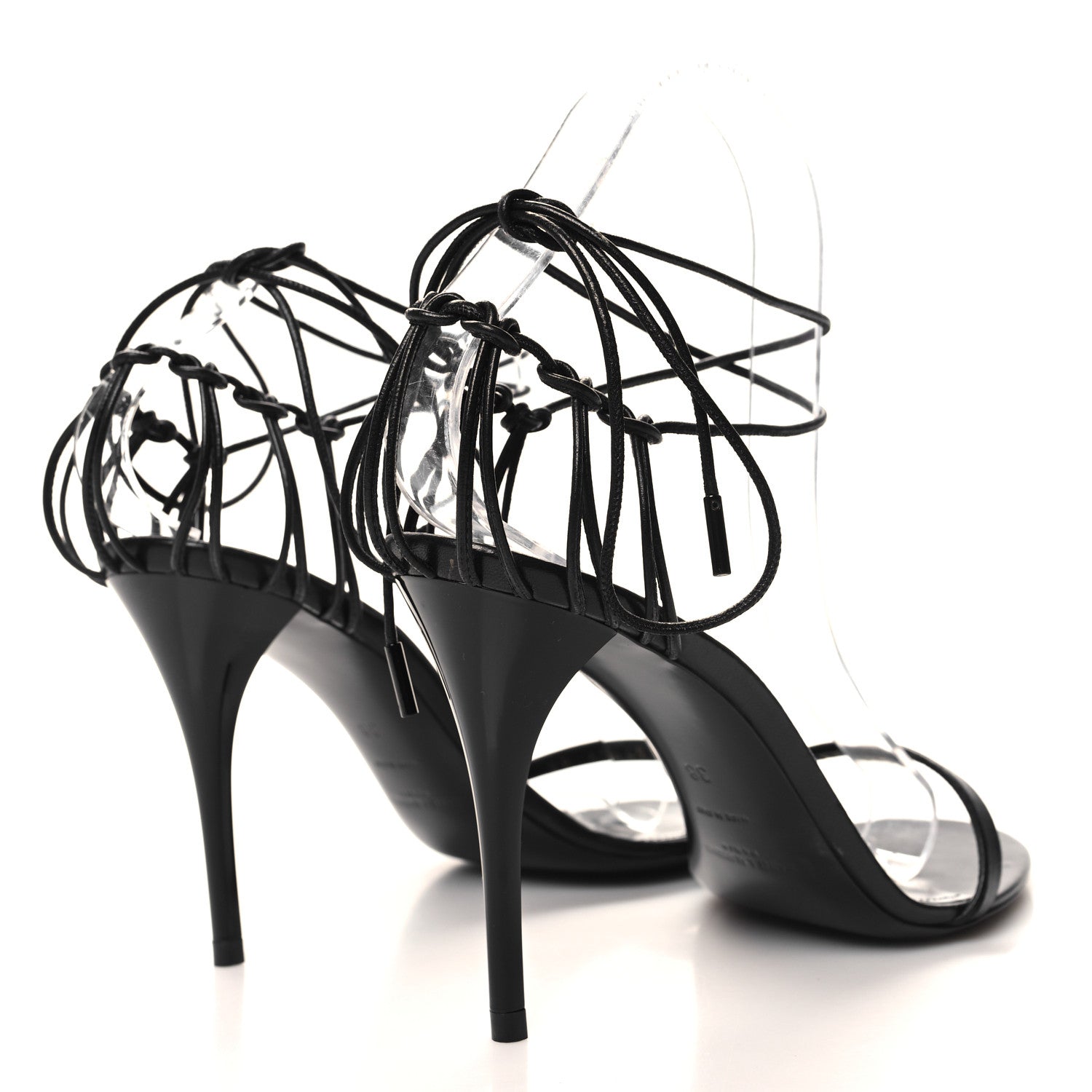 Saint Laurent Calfskin Lexi 90 Ankle Strap Sandals 38 Black 4 of 8