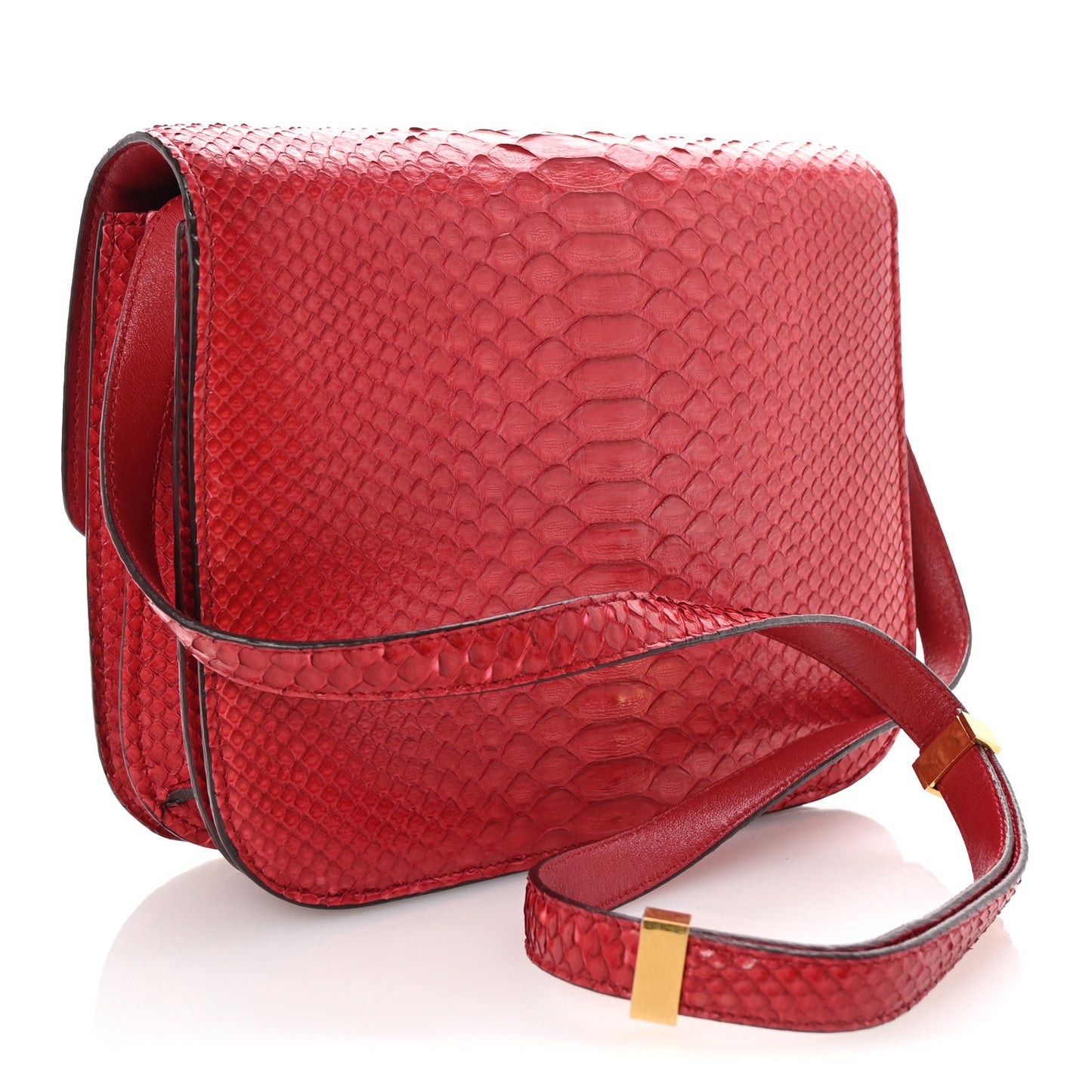 Snakeskin Medium Classic Box Flap Red