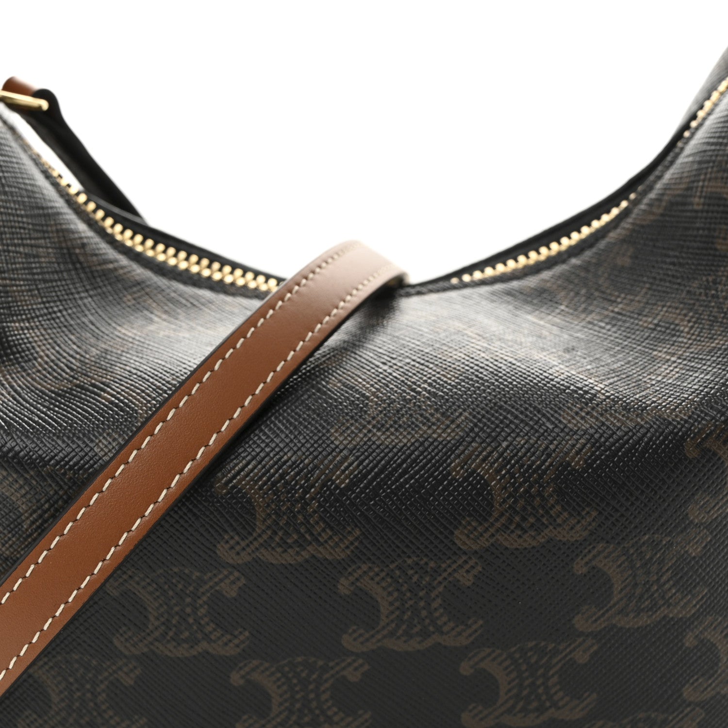 Celine Triomphe Canvas Calfskin Teen Lulu Shoulder Bag Tan 7 of 9