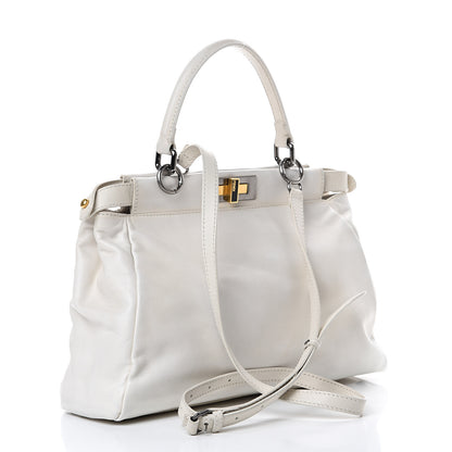 Fendi Vitello Suede Medium Peekaboo Iconic Satchel White 2 of 12