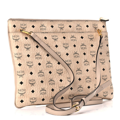 MCM Metallic Visetos Medium Punk Rabbit Crossbody Pouch Beige 2 of 12