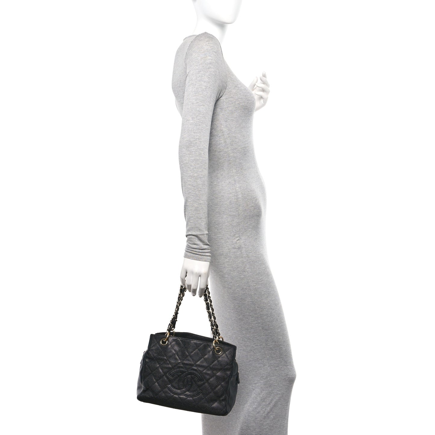 Caviar Quilted Petit Timeless Tote PTT Black
