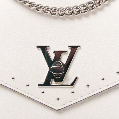 Louis Vuitton Soft Calfskin Studded Mylockme Chain Bag BB White 7 of 10