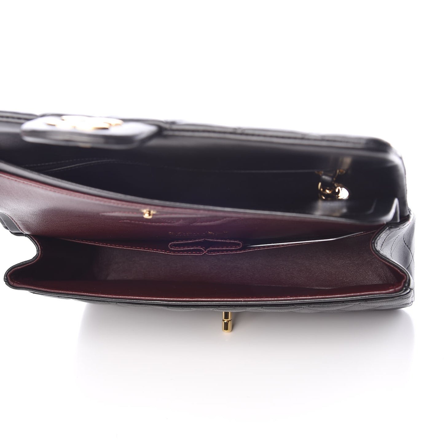 Lambskin Quilted Medium Double Flap Black