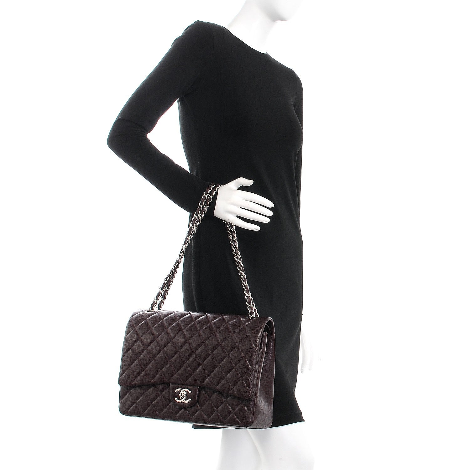 Chanel Caviar Quilted Maxi Double Flap Dark Purple 2 of 9