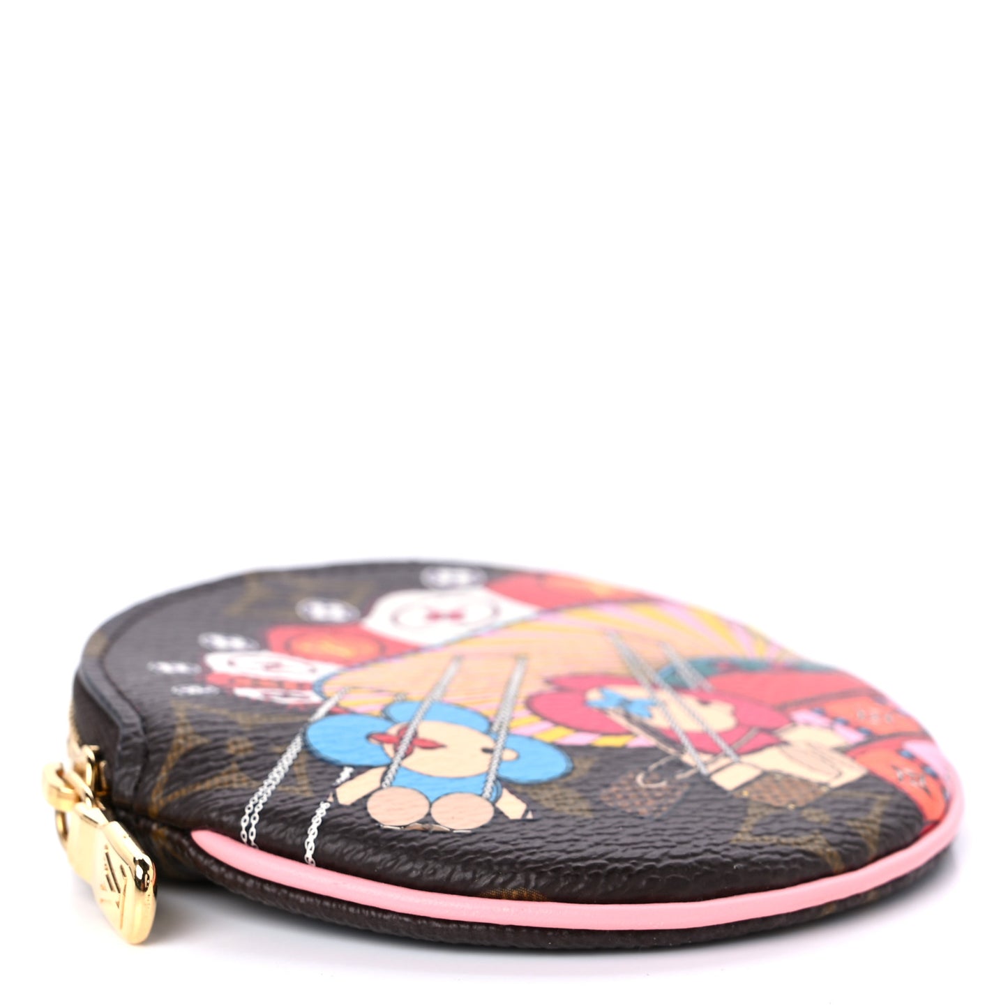 Monogram 2020 Christmas Animation Swing Ride Round Coin Purse Pink Poppy