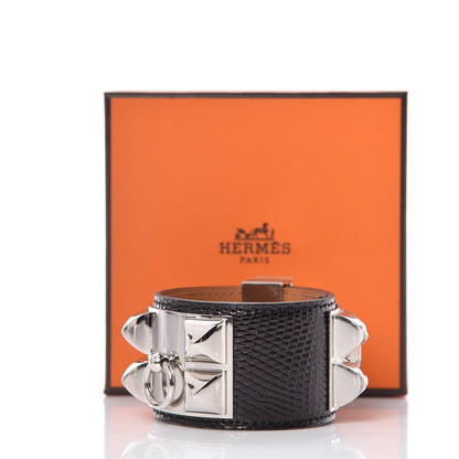 Hermes Lizard Collier De Chien CDC Bracelet T3 Black 8 of 8