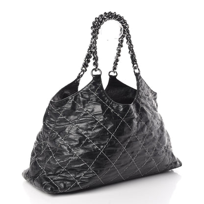 Chanel Glazed Goatskin Double Contrast Stitch Tote Black 3 of 18