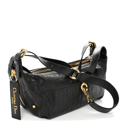 Christian Dior Crinkled Calfskin Macrocannage Small D-Journey Bag Black 3 of 10