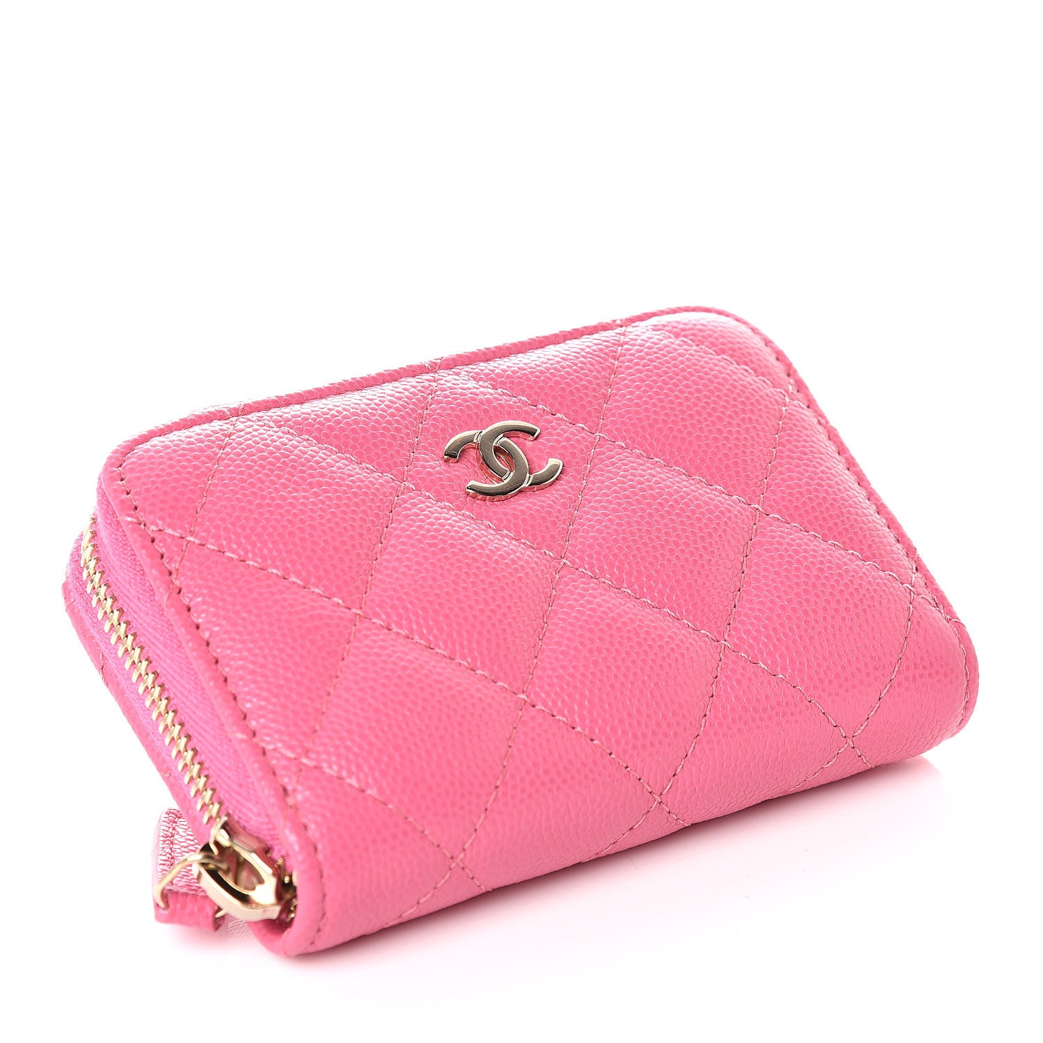 Chanel Caviar Quilted Zip Coin Purse Pink 4 of 11