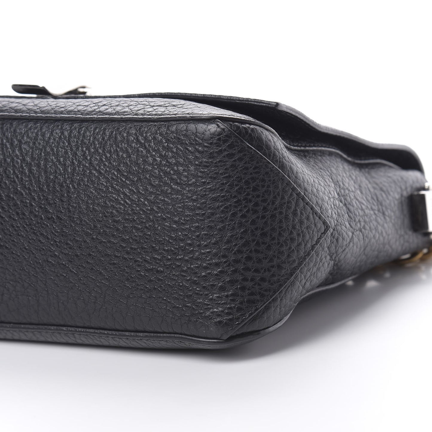 Pebbled Calfskin Small Courier Black