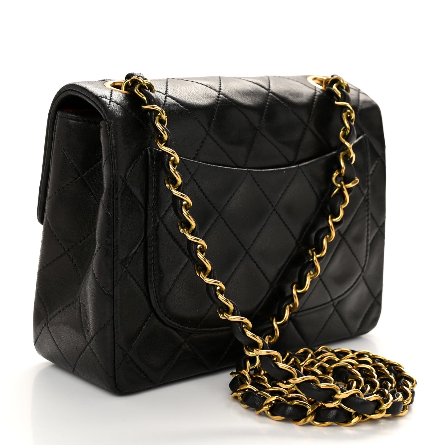 Lambskin Quilted Mini Square Flap Black